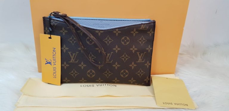 louis vuitton canta suni deri portfoy clutch mavi 25x15