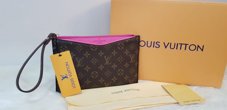 louis vuitton canta suni deri portfoy clutch pembe 25x15
