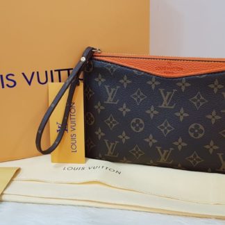 louis vuitton canta suni deri portfoy clutch turuncu 25x15