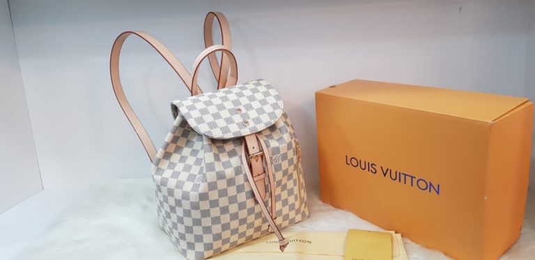 louis vuitton canta suni deri sirt backpack beyaz damier 27x33