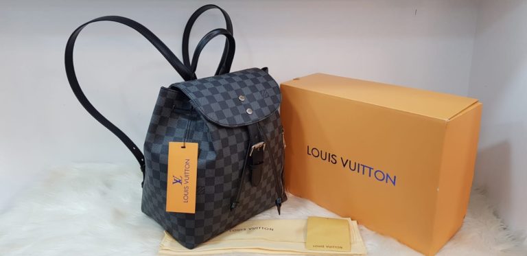 louis vuitton canta suni deri sirt backpack siyah damier 27x33