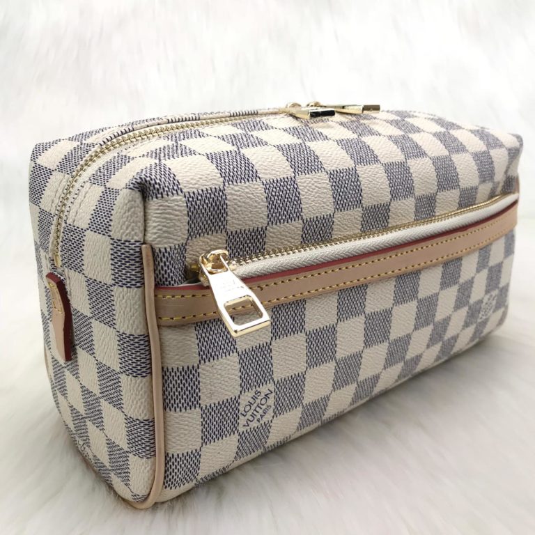 louis vuitton canta toiletry erkek el cantasi damier beyaz 24x14