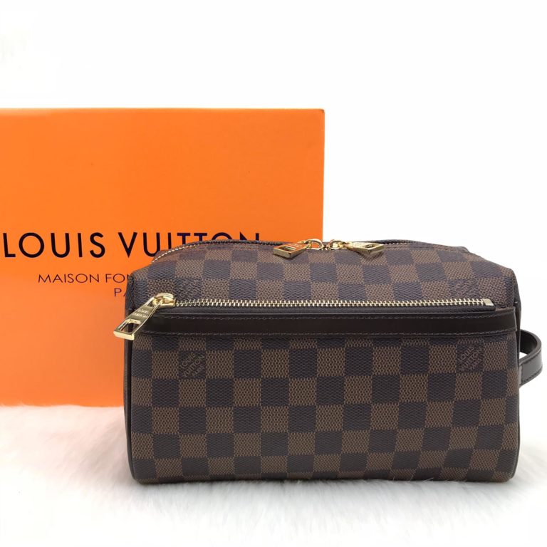 louis vuitton canta toiletry erkek el cantasi damier kahve 24x14