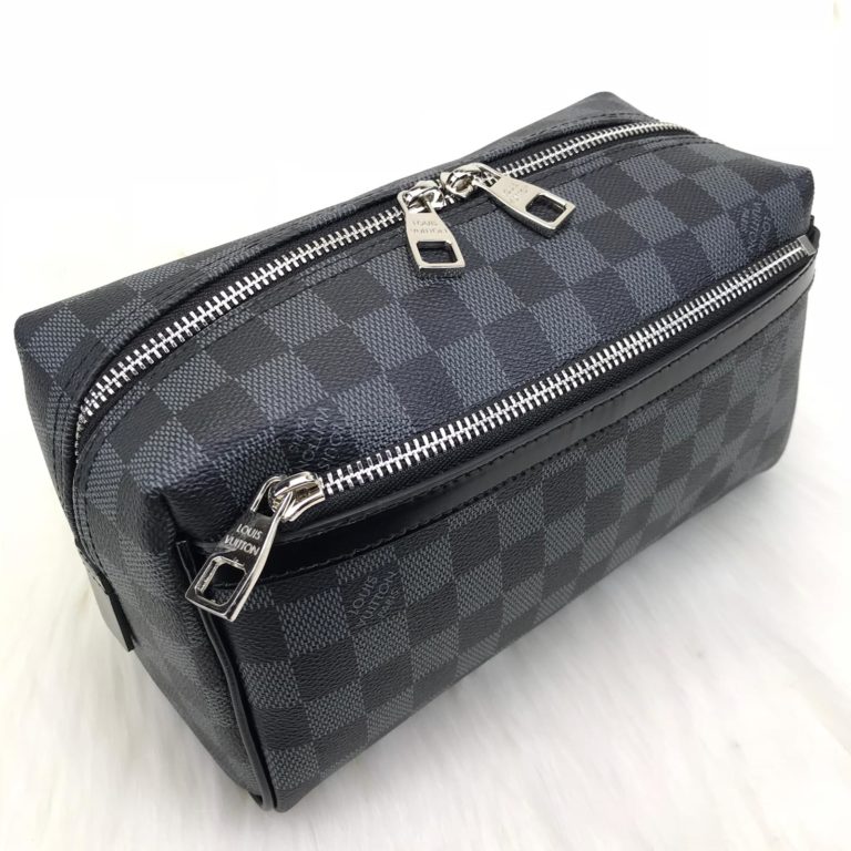 louis vuitton canta toiletry erkek el cantasi damier siyah 24x14