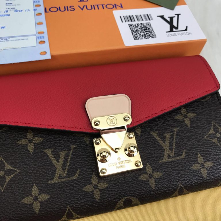 louis vuitton cuzdan Pallas zincirli kirmizi 19x13