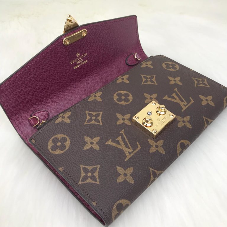 louis vuitton cuzdan Pallas zincirli piton mor 19x13