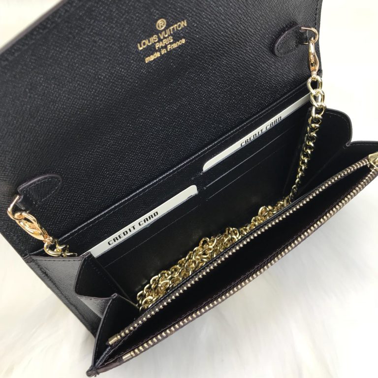 louis vuitton cuzdan Pallas zincirli piton siyah 19x13