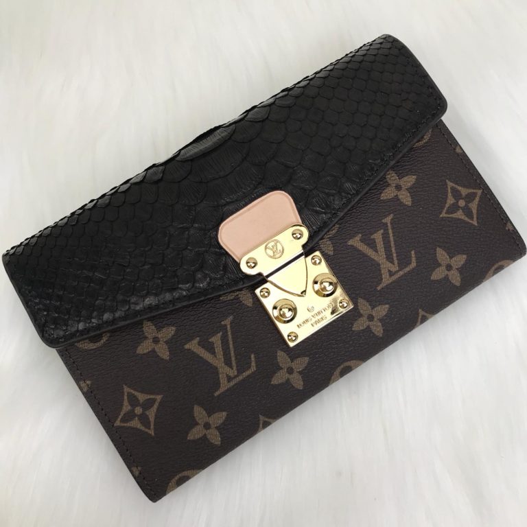 louis vuitton cuzdan Pallas zincirli piton siyah 19x13