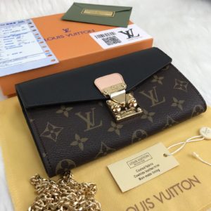 louis vuitton cuzdan Pallas zincirli siyah 19x13