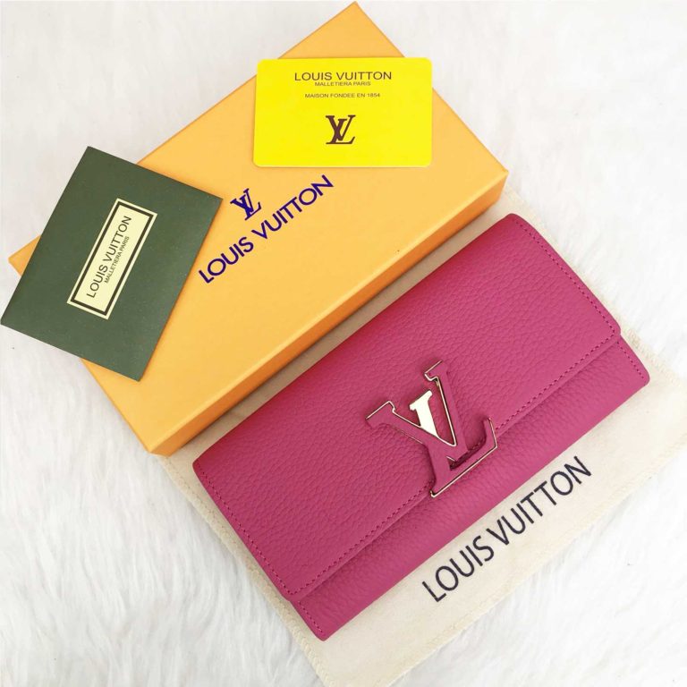 louis vuitton cuzdan capucines pembe 20x11