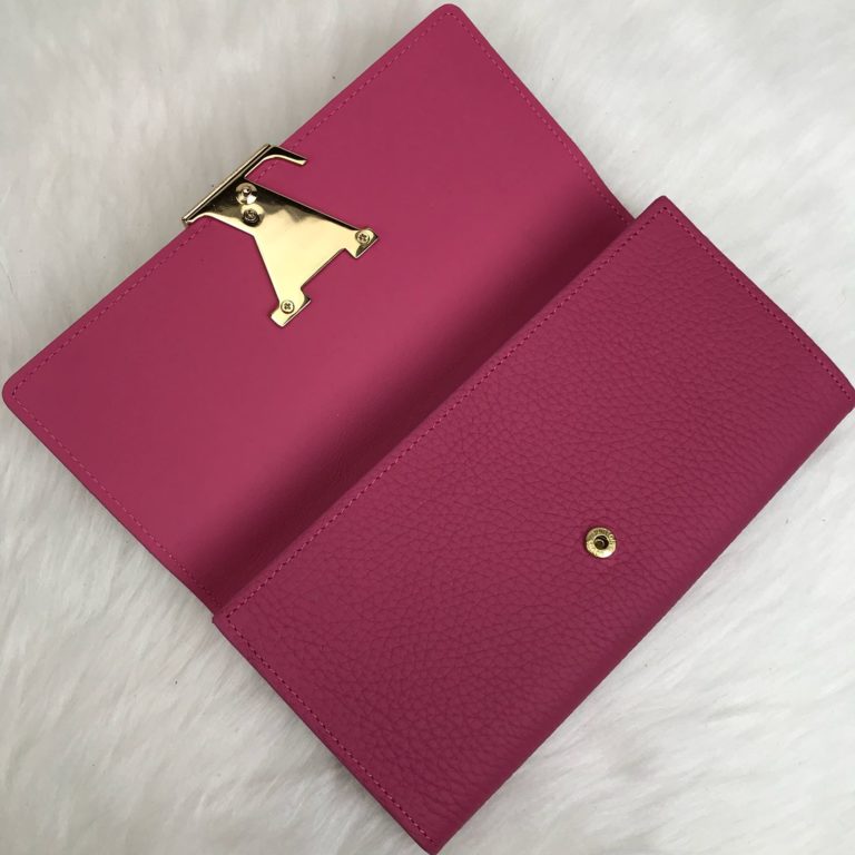 louis vuitton cuzdan capucines pembe 20x11