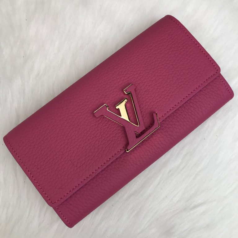 louis vuitton cuzdan capucines pembe 20x11