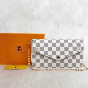 louis vuitton cuzdan cuzdan felice beyaz damier 22x12