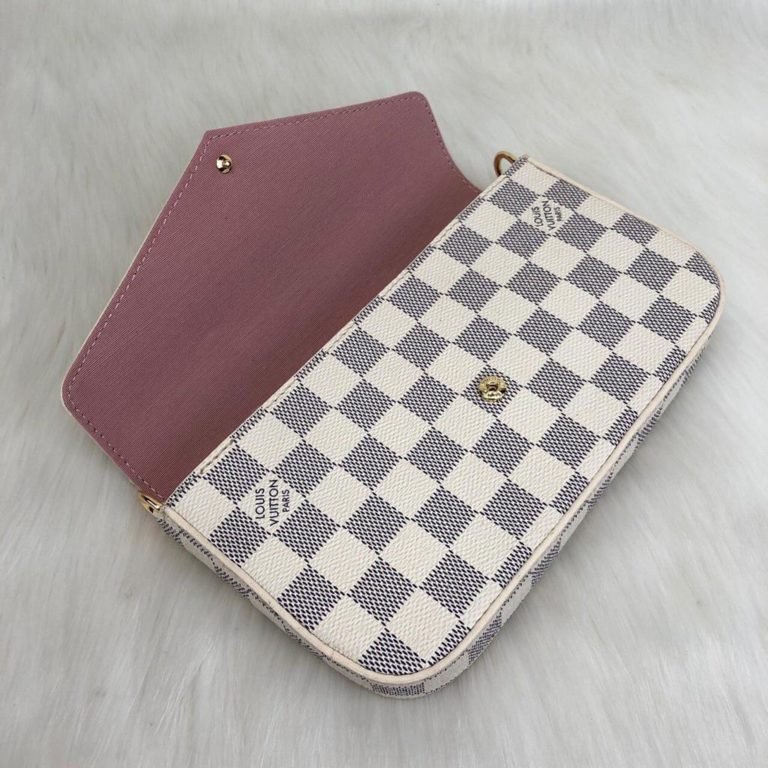 louis vuitton cuzdan cuzdan felice beyaz damier 22x12
