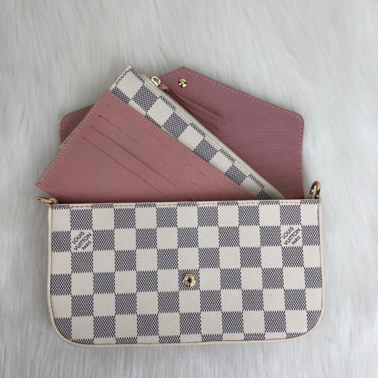 louis vuitton cuzdan cuzdan felice beyaz damier 22x12