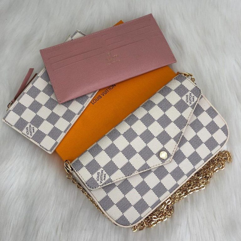 louis vuitton cuzdan cuzdan felice beyaz damier 22x12