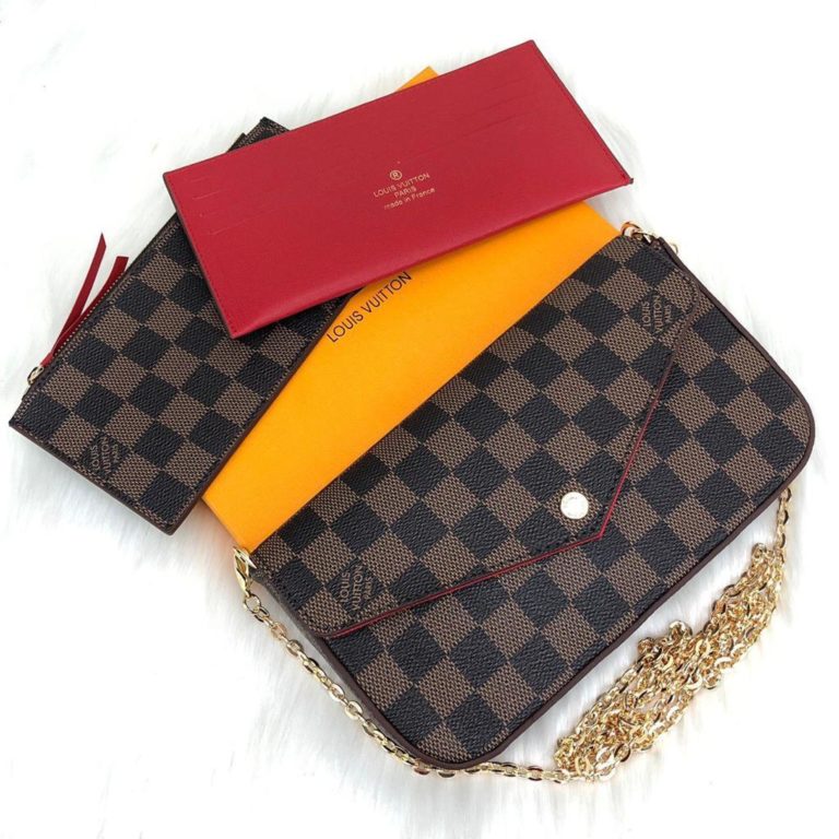 louis vuitton cuzdan cuzdan felice kahve damier 22x12