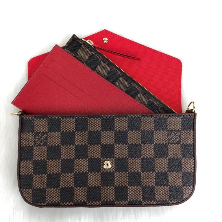 louis vuitton cuzdan cuzdan felice kahve damier 22x12
