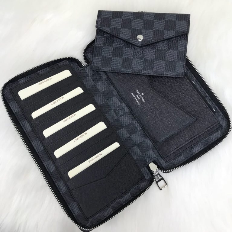 louis vuitton cuzdan daily organiser unisex siyah gri damier 23x12