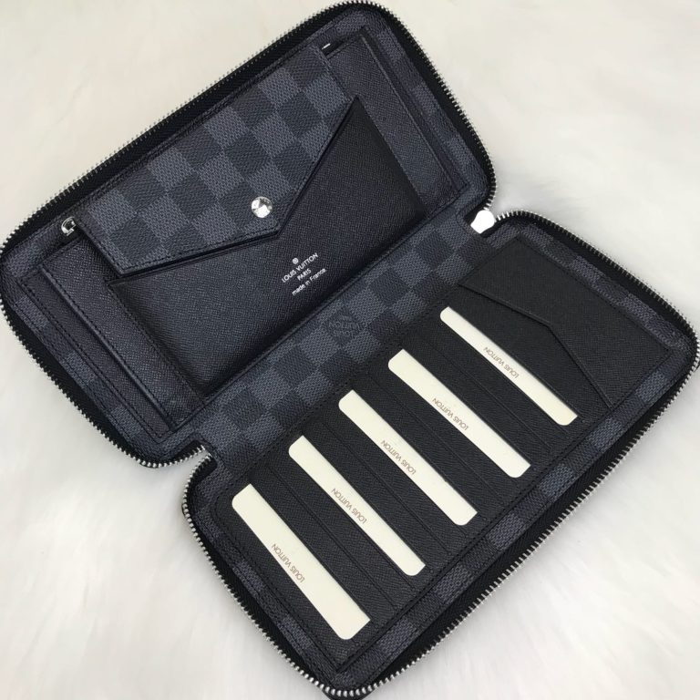 louis vuitton cuzdan daily organiser unisex siyah gri damier 23x12