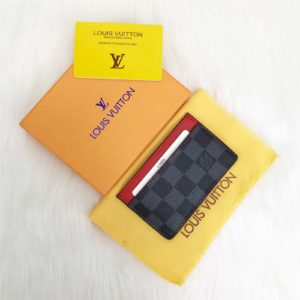 louis vuitton cuzdan kartlik siyah gri damier kirmizi 11x7