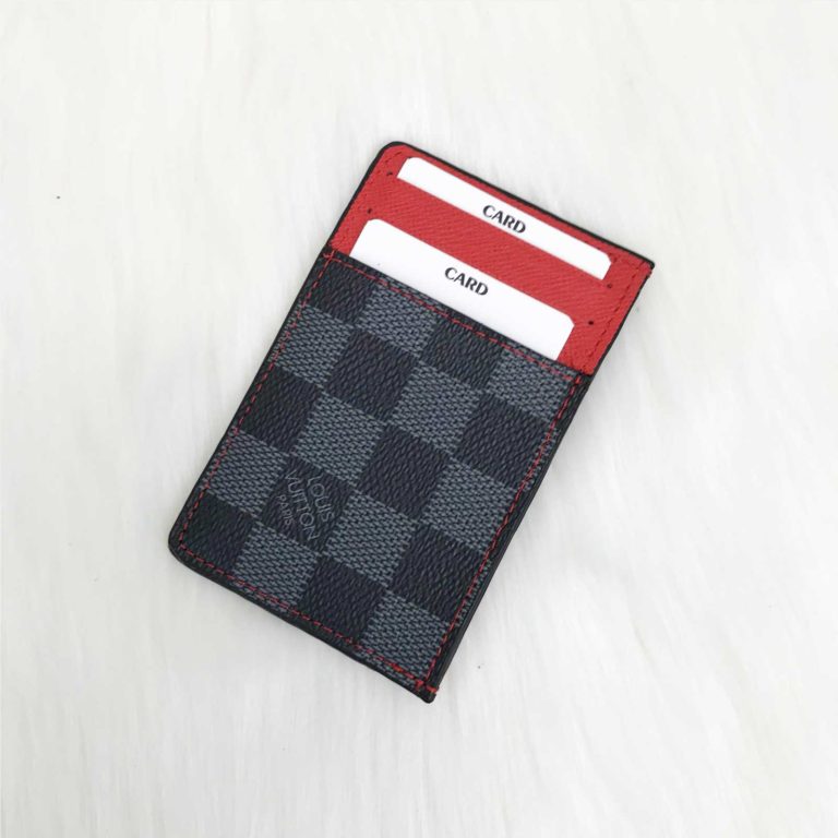louis vuitton cuzdan kartlik siyah gri damier kirmizi 11x7