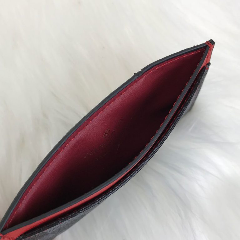 louis vuitton cuzdan kartlik siyah gri damier kirmizi 11x7
