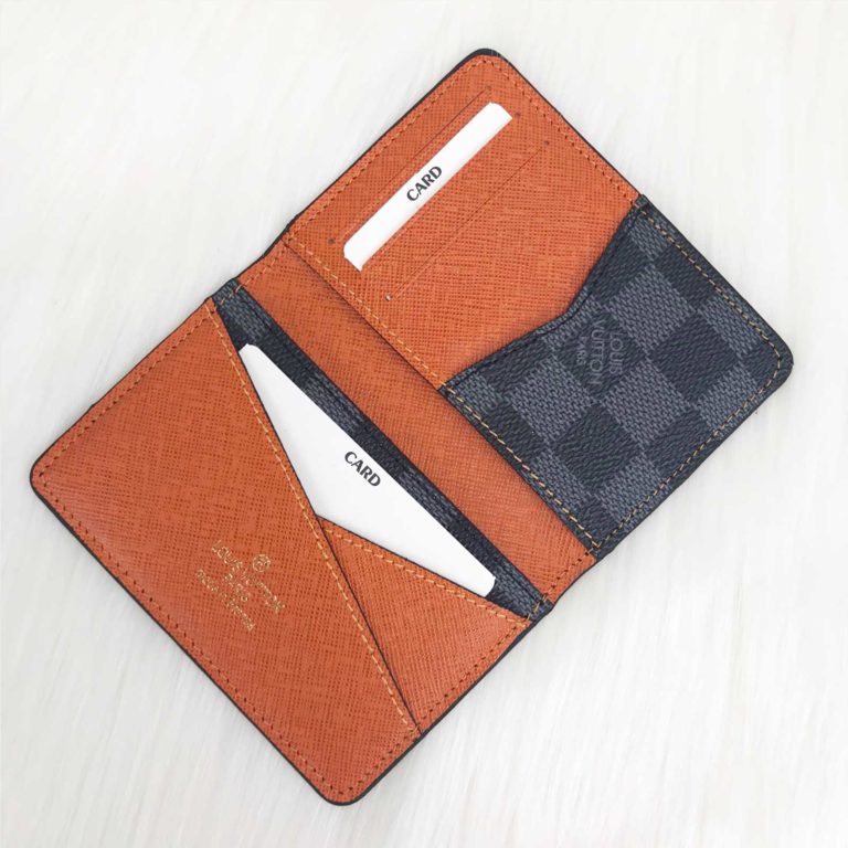 louis vuitton cuzdan kartlik siyah gri damier turuncu 11x7