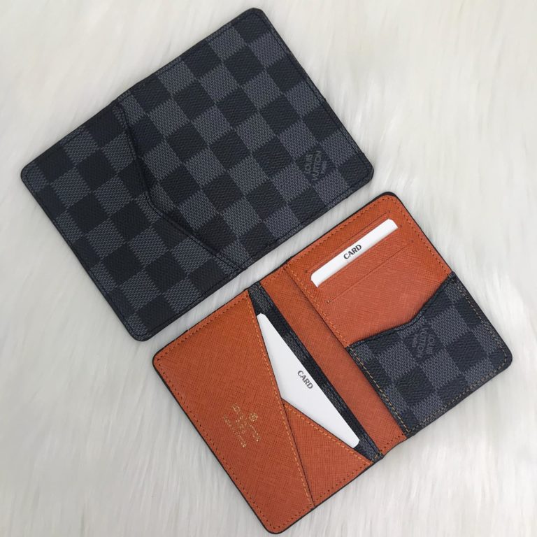 louis vuitton cuzdan kartlik siyah gri damier turuncu 11x7