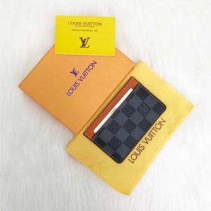 louis vuitton cuzdan kartlik siyah gri damier turuncu 11x7