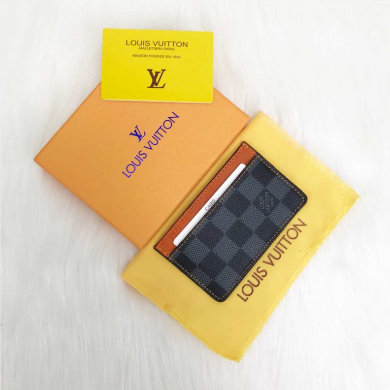 louis vuitton cuzdan kartlik siyah gri damier turuncu 11x7
