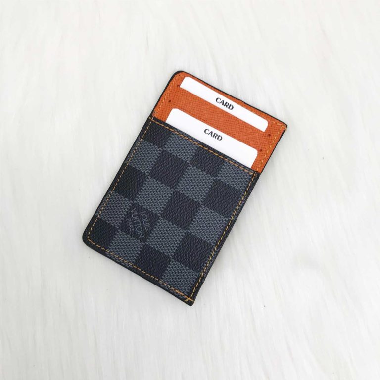 louis vuitton cuzdan kartlik siyah gri damier turuncu 11x7