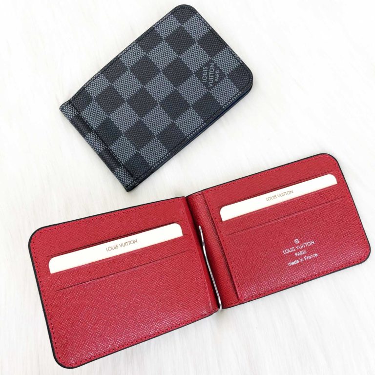 louis vuitton kartlik Pince damier siyah kirmizi para masali toz torbali 12x8cm