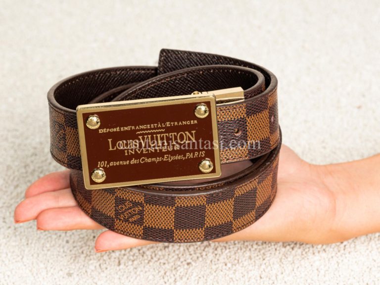 louis vuitton kemer kahve damier inventeur otomatik toka