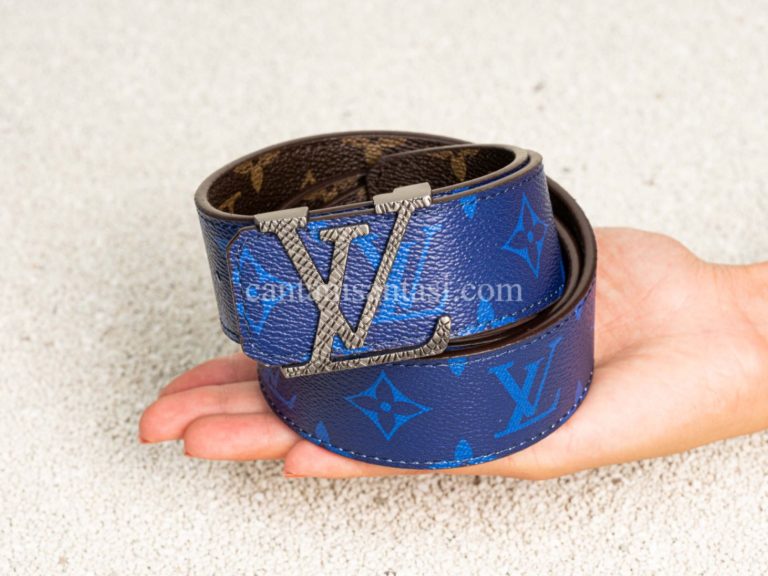 louis vuitton kemer mavi monogram cift tarafli silver toka