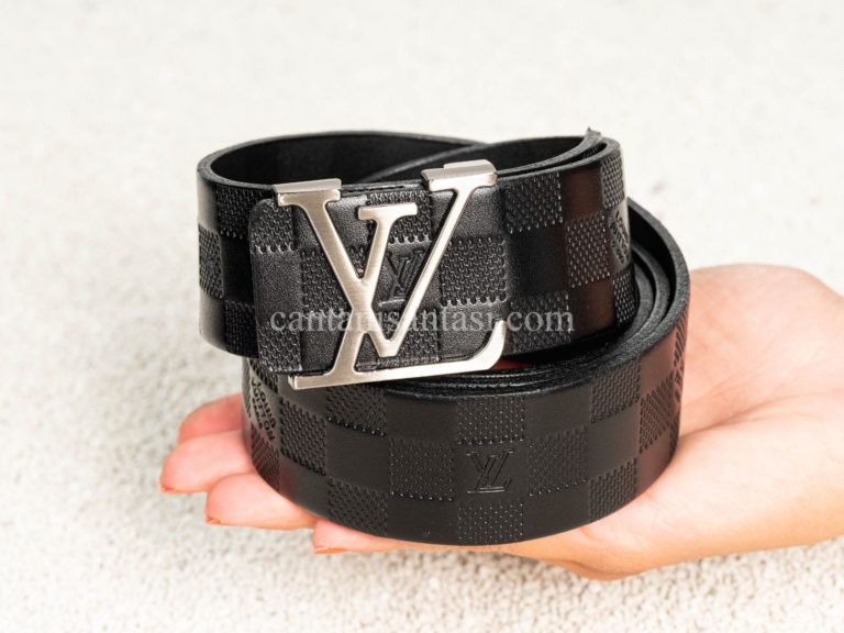 louis vuitton kemer siyah damier infini silver toka