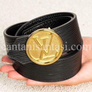 louis vuitton kemer siyah epi gold yuvarlak toka