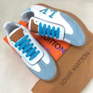 louis vuitton sneakers frontrow vintage suede mavi beyaz kutulu
