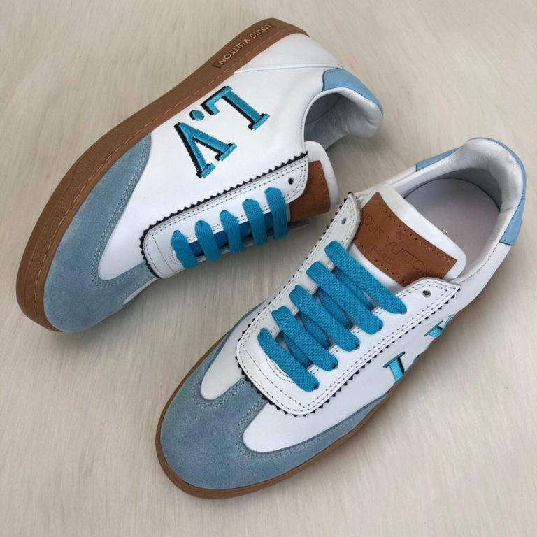 louis vuitton sneakers frontrow vintage suede mavi beyaz kutulu