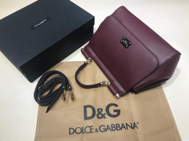 Dolce Gabbana suni deri canta askili buyuk boy bordo 30x25