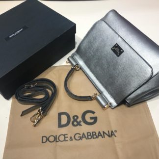 Dolce Gabbana suni deri canta askili buyuk boy gumus renk 30x25