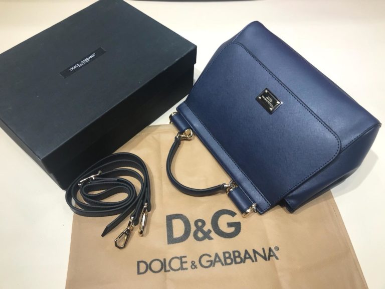 Dolce Gabbana suni deri canta askili buyuk boy lacivert 30x25