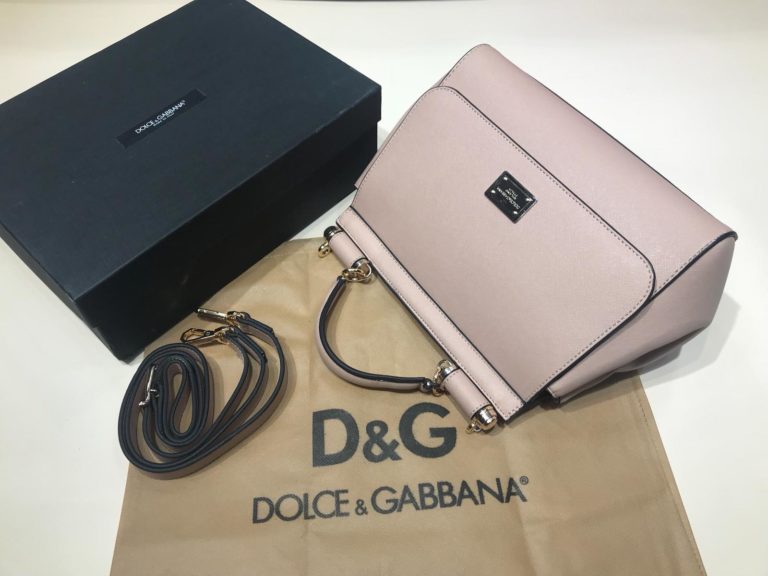 Dolce Gabbana suni deri canta askili buyuk boy pudra pembe 30x25