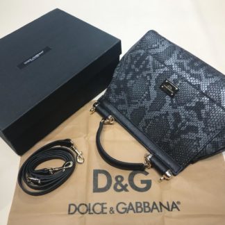 Dolce Gabbana suni deri canta askili yilan desenli siyah 30x25
