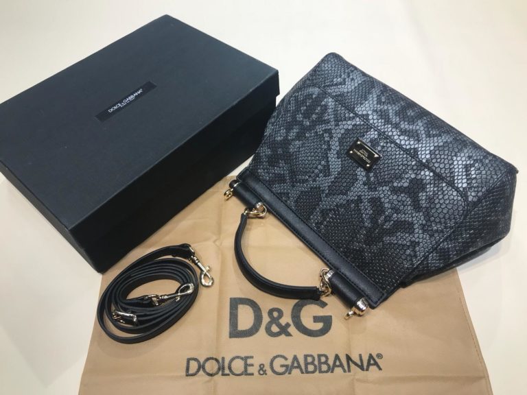 Dolce Gabbana suni deri canta askili yilan desenli siyah 30x25