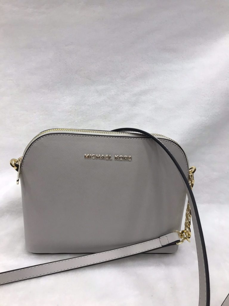 Michael kors canta suni deri cindy capraz askili fermuar gri 23x18