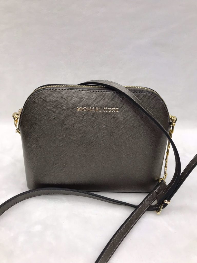 Michael kors canta suni deri cindy capraz askili fermuar silver 23x18
