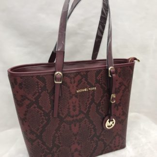 Michael kors canta suni deri omuz buyuk boy ici bolmeli yilan desenli bordo