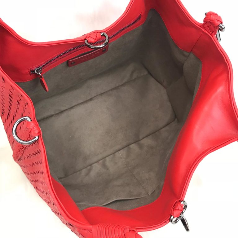 bottega veneta canta intrecciato tote kirmizi 35x26