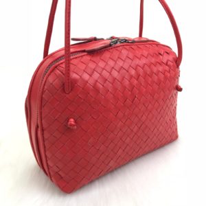 bottega veneta canta nodini double capraz askili kirmizi 26x22